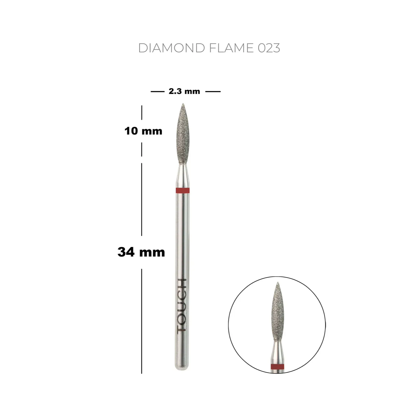 51281679283868 TOUCH Diamant-Nagelfräseraufsatz Flame 023 rot – Bild 1