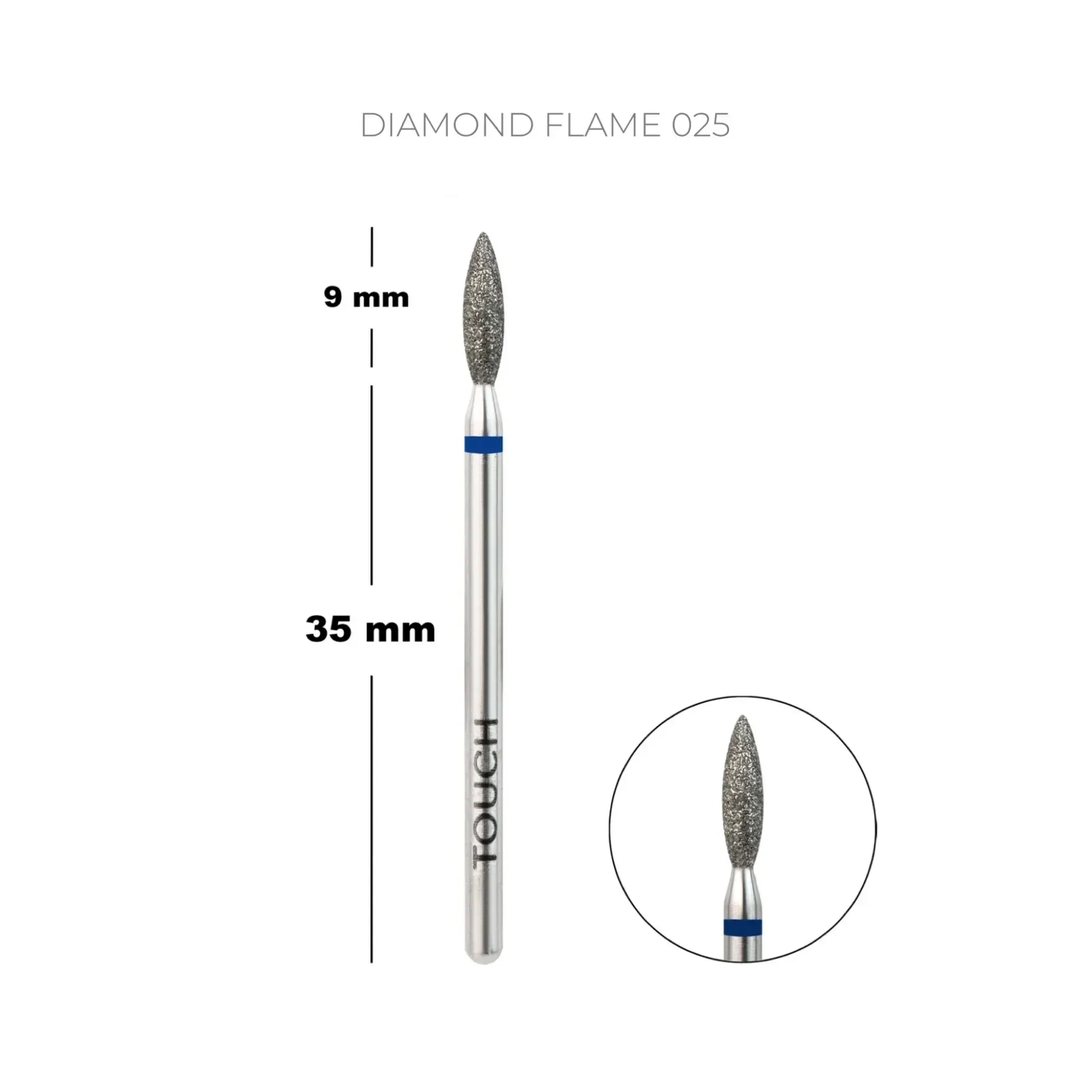56257068017241 TOUCH Diamant-Nagelfräseraufsatz Flame 025 (blau) – Bild 1