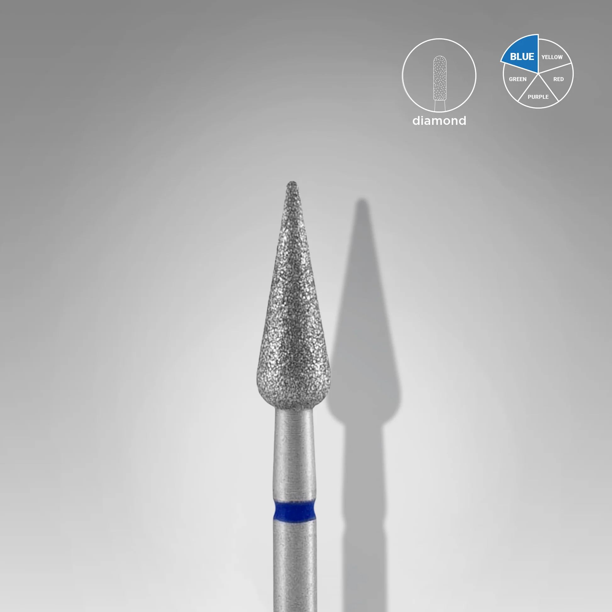 6ea9e9f9b438ab2282e1415f44d17cff STALEKS EXPERT Diamantfräser "Spitze Birne" blau, Durchmesser 4 mm, Arbeitsteil 12 mm – Bild 1