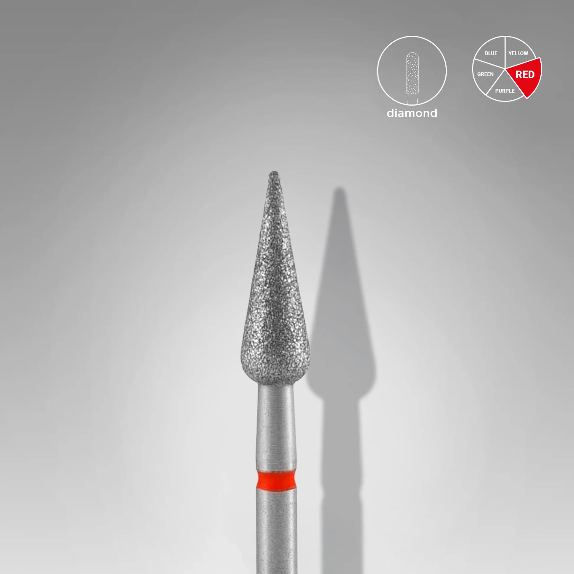f45017f547aadfe03cd6f9e514415fb5 STALEKS EXPERT Diamantfräser „Spitze Birne“ rot, Durchmesser 4 mm, Arbeitsteil 12 mm – Bild 1