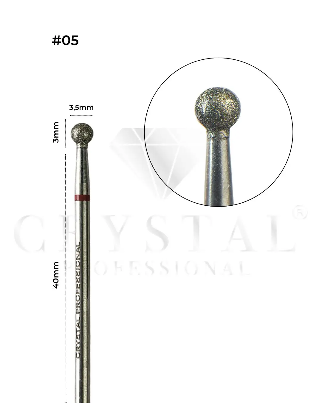 img_2192.jpg Diamantbit „Kugel“ Crystal Professional № 05 (rot, 3,5 mm) – Bild 1