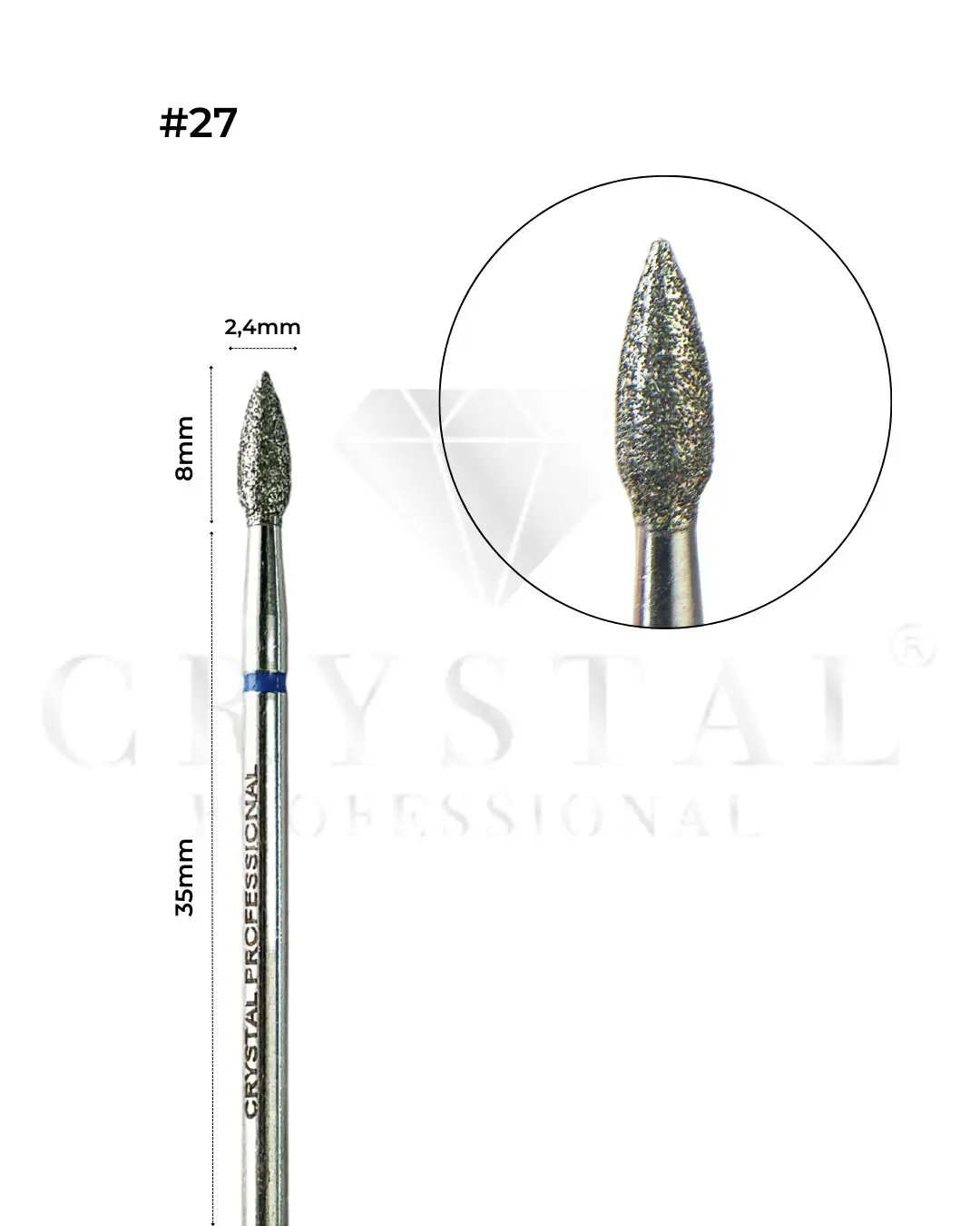 img_2199.jpg Diamond Bit “Flame” Crystal Professional №27 (blue cut, 2.4 mm) - Image 1