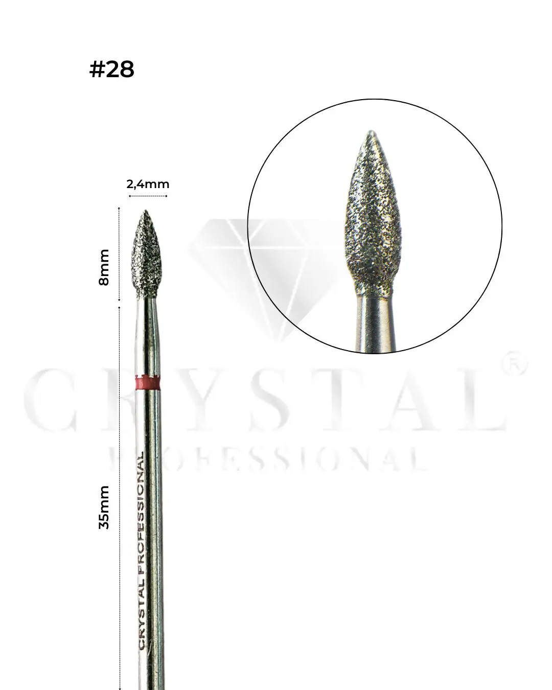 img_2200.jpg Diamond Bit “Flame” Crystal Professional №28 (Red Cut 2.4 mm) - Image 1