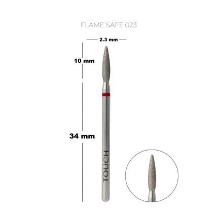 TOUCH Diamant-Nagelfräser „Flame“ (Flammenform), abgerundete Spitze, rot, 023