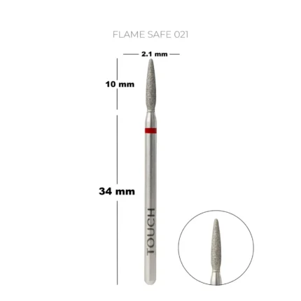 TOUCH Diamant-Nagelfräser „Flame“ (Flammenform), abgerundete Spitze, rot, 021