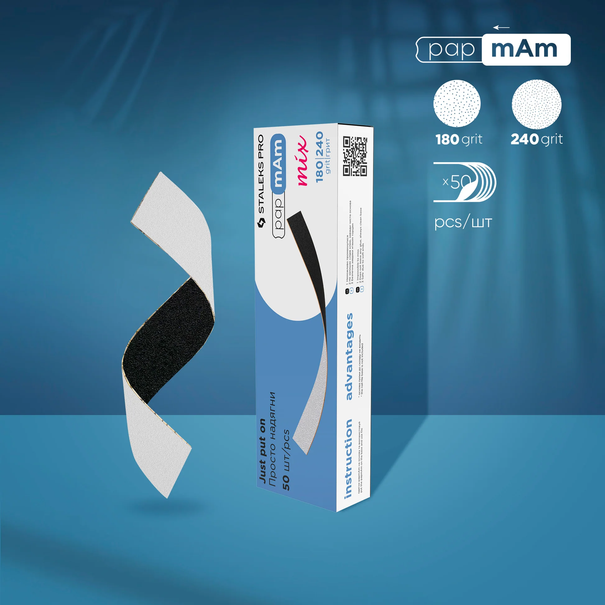0efbea70fc6c7db000461d8b7b513f02 STALEKS EXPERT 22 papmAm mix Zweiseitige Feilen für den geraden Schnitt, Körnung 180/240 (50 Stück) – Bild 1